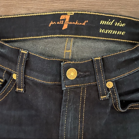 7 For All Mankind Slim Illusion Mid Rise Roxanne Skinny Jeans Classic Dark - Picture 5 of 14
